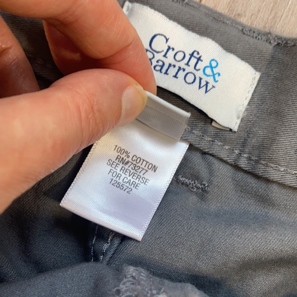 Price Firm Croft & barrow side elastic CARGO gray short cotton men size 52 - Picture 9 of 15